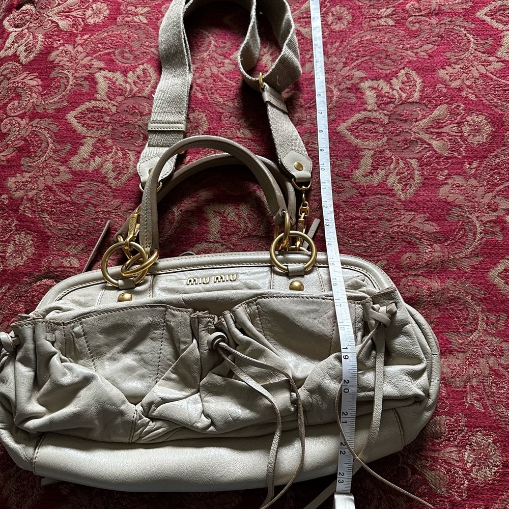Miu Miu Gray Slouchy Shoulder Bag with Gold-Tone Accents - Picture 9 of 11